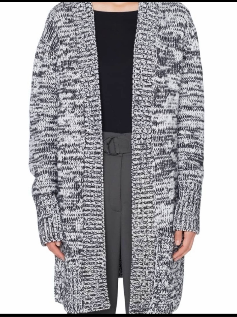 Akris Punto Open-Front Marled Knit Long Cardigan — Size 6